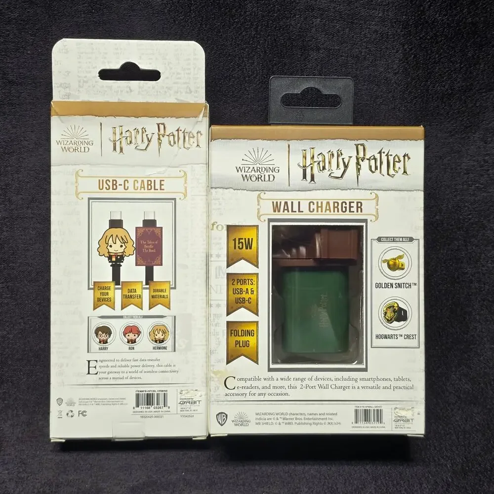Harry Potter Sorting Hat Wall Charger & Hermione USB-C Cable 4 Feet